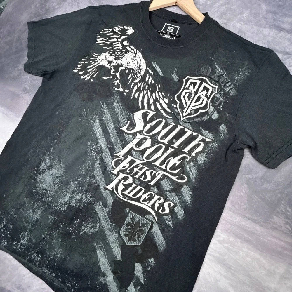 Southpole East Riders Graphic T-Shirt Mens 2XL Black Y2K Grunge Skater Boxy Fit - Picture 3 of 6